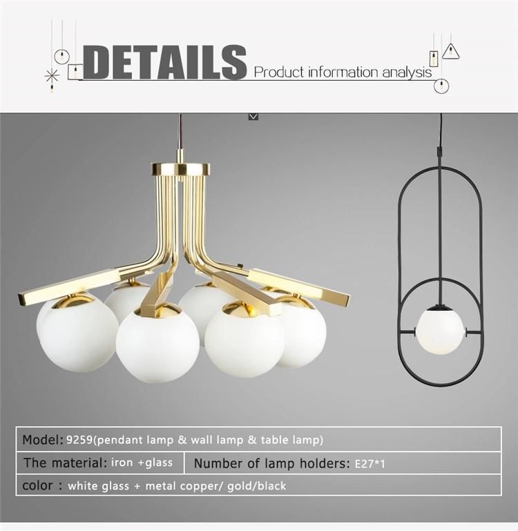 Copper Glass Round Ball Simple Hanging Pendant Lamp