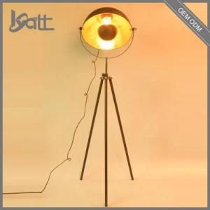 Vintage Industrial Rust Metal Tripod Gold Floor Lamp