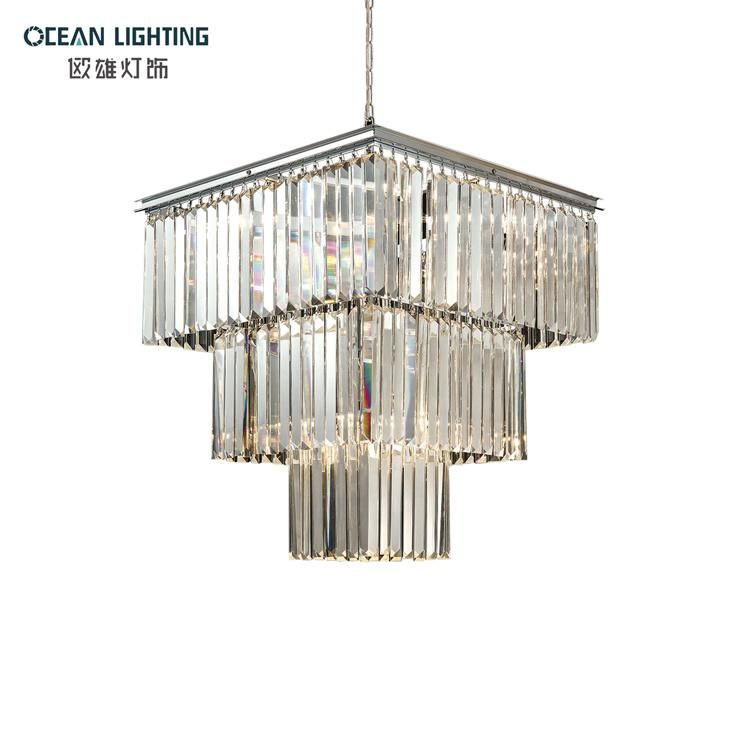 Square Indoor Lighting LED Crystal Chandelier Luxury Decoraitve pendant Lamp