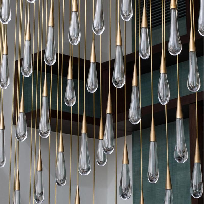 Hotel Project Crystal Glass Rain Drop Pendant Lighting