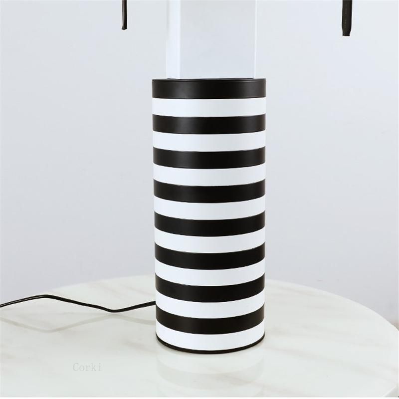 Italy Designer Black White Stripes Iron Art Table Lamp Nordic Living Room Study Bedroom Bedside Lighting Fixtures LED Floor Lamp
