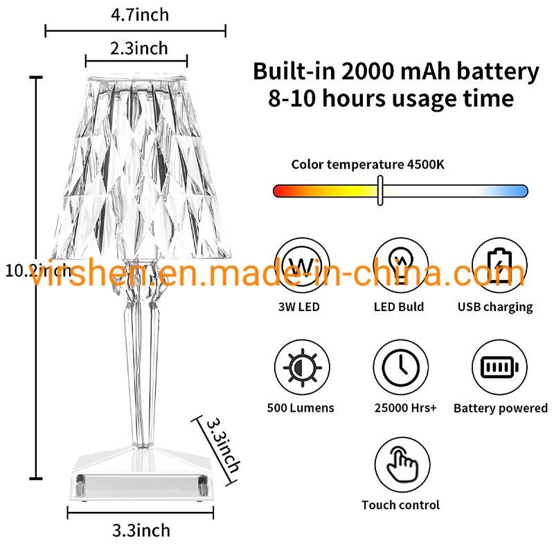 Modern LED Touch Restaurant Bar Furniture Decorative Lights Dimmable Cordless Rechargeable Battery LED Table Lamps