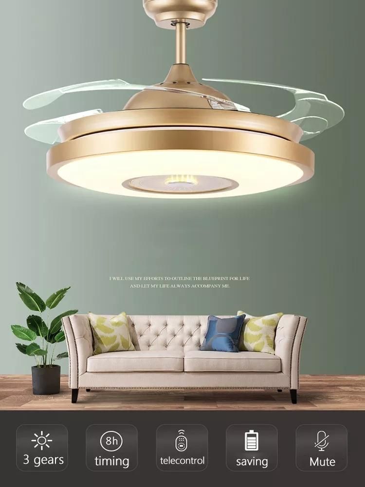 Ceiling Fan Decorative Invisible Ceiling Fan Light with Hidden Blades Remote Control for Living Room