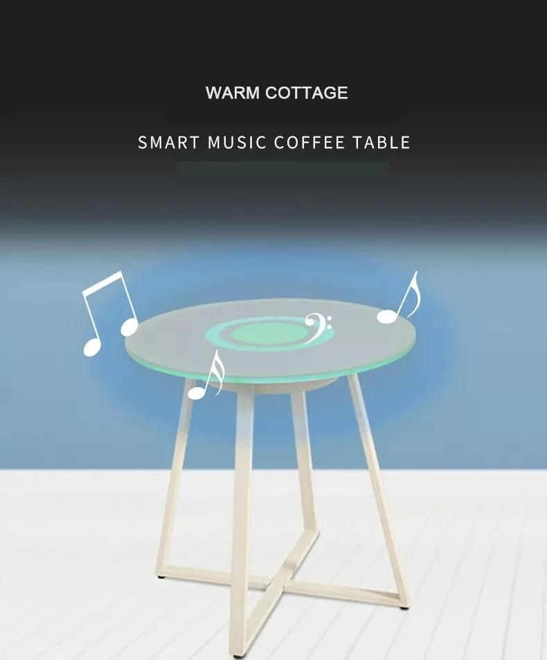 Professional Factory Smart LED Music Coffee Table APP Touch Control LED Glass Speaker Table Lamp