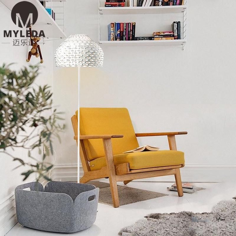Metal and Stone Base Floor Lamp with Acrylic Shade