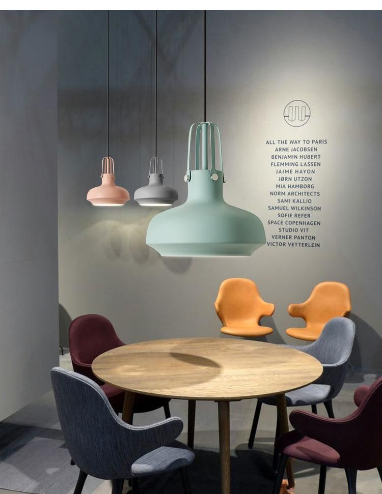 Modern LED Iron Pendant Lights Kitchen Bar Living Room Ranveig Nordic Pendant Light in Pastel Colors (WH-AP-335)