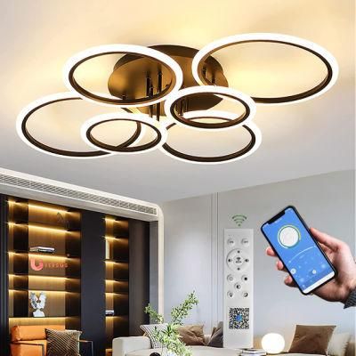Modern Interior Decorative Lamp 6 Head Ring Recessed Dimmable LED Ceiling Light