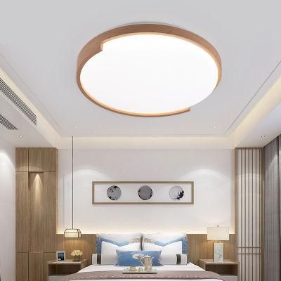 Imitation Wood Round Fashion Style LED Pendant Ceiling Decoration Light for Livingroom