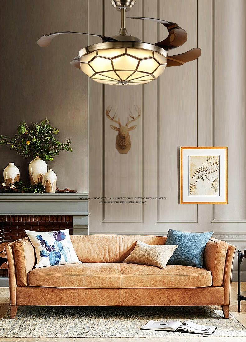 European Style Fan Light Modern Simple Creative Living Room Fan Dining Room Bedroom LED Pumpkin Ceiling Light