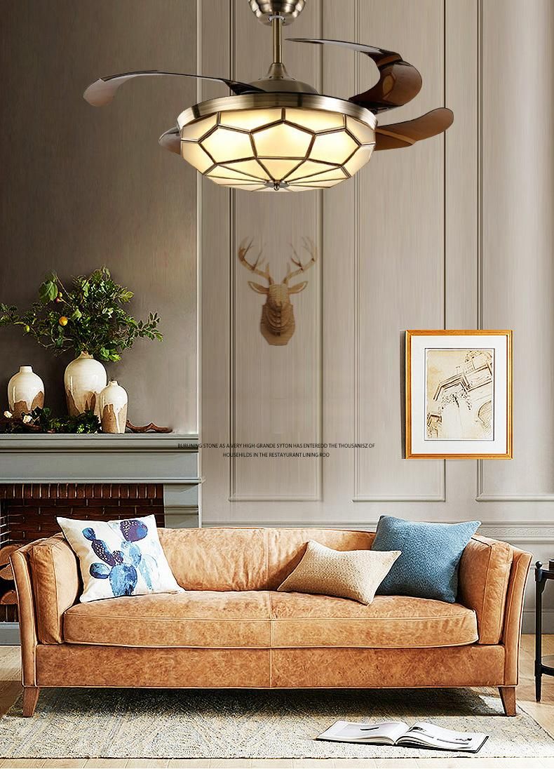European Style Fan Light Modern Simple Creative Living Room Fan Dining Room Bedroom LED Pumpkin Ceiling Light