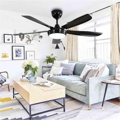 Simple Design 5 Fan Speed 52 Inch 5 Iron Blades LED Ceiling Fan Light