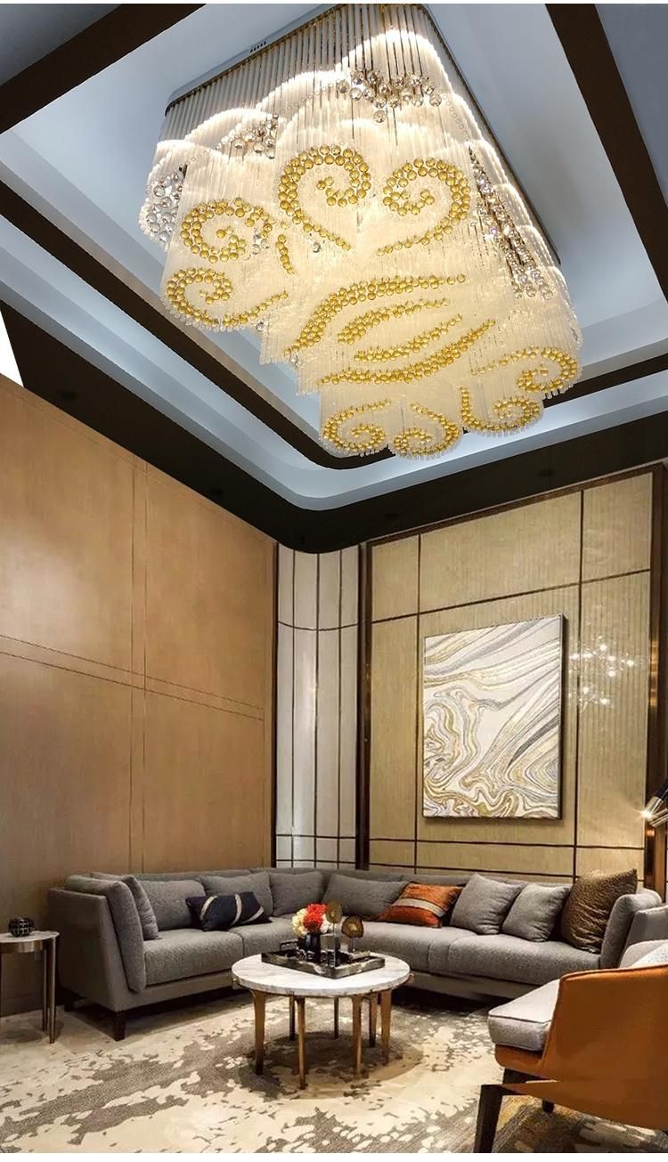 Factory Direct Sale Villa Hotel Commercial Gold Large Luxury Custom Engineering LED Ceiling Chandelier
