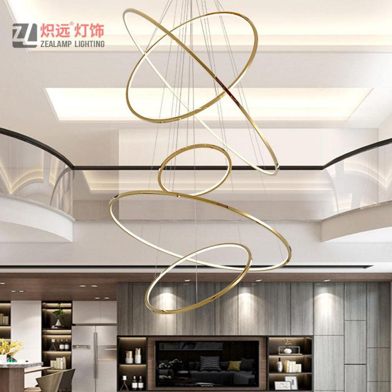 Postmodern Villa Fancy Gold Stainless Steel Ring Hotel Chandelier