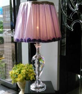 Phine 90287 Clear Crystal Table Lamp with Fabric Shade