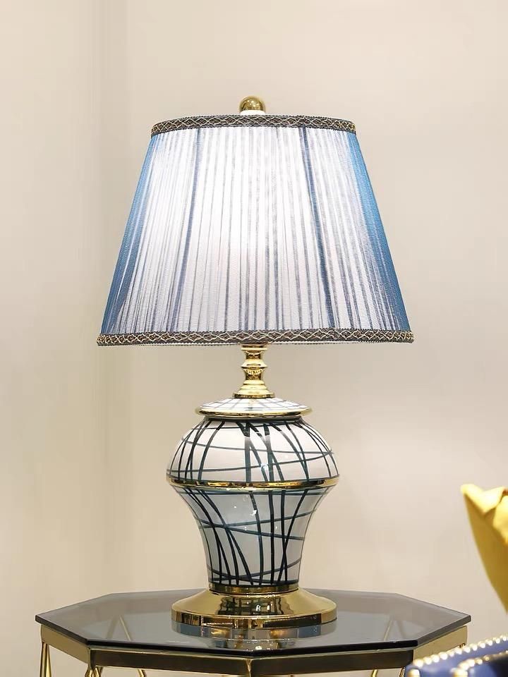 Light Luxury American Table Lamp Ceramic Decorative Art Design Modern Simple Copper Living Room Bedside Bedroom Living Room Lamps