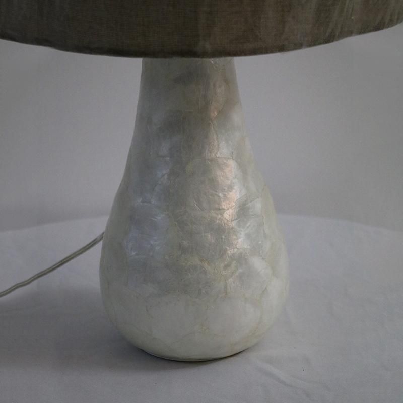White Fabric Shade with Opal Acrylic Diffuser and Glass Base Table Lamp.