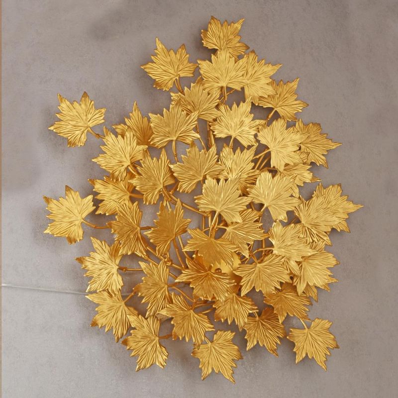 2022 Indoor Gold Oxidized Maple Leaves Wall Light Sconce for Sitting Room Bedroom Study Room Lobby