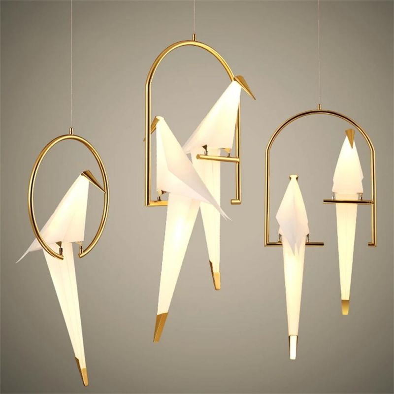 Art Deco Modern Paper Crane Metal Chandelier for Restaurant Living Room Dining Room Children′ S Room LED Bird Design Pendant Lamp