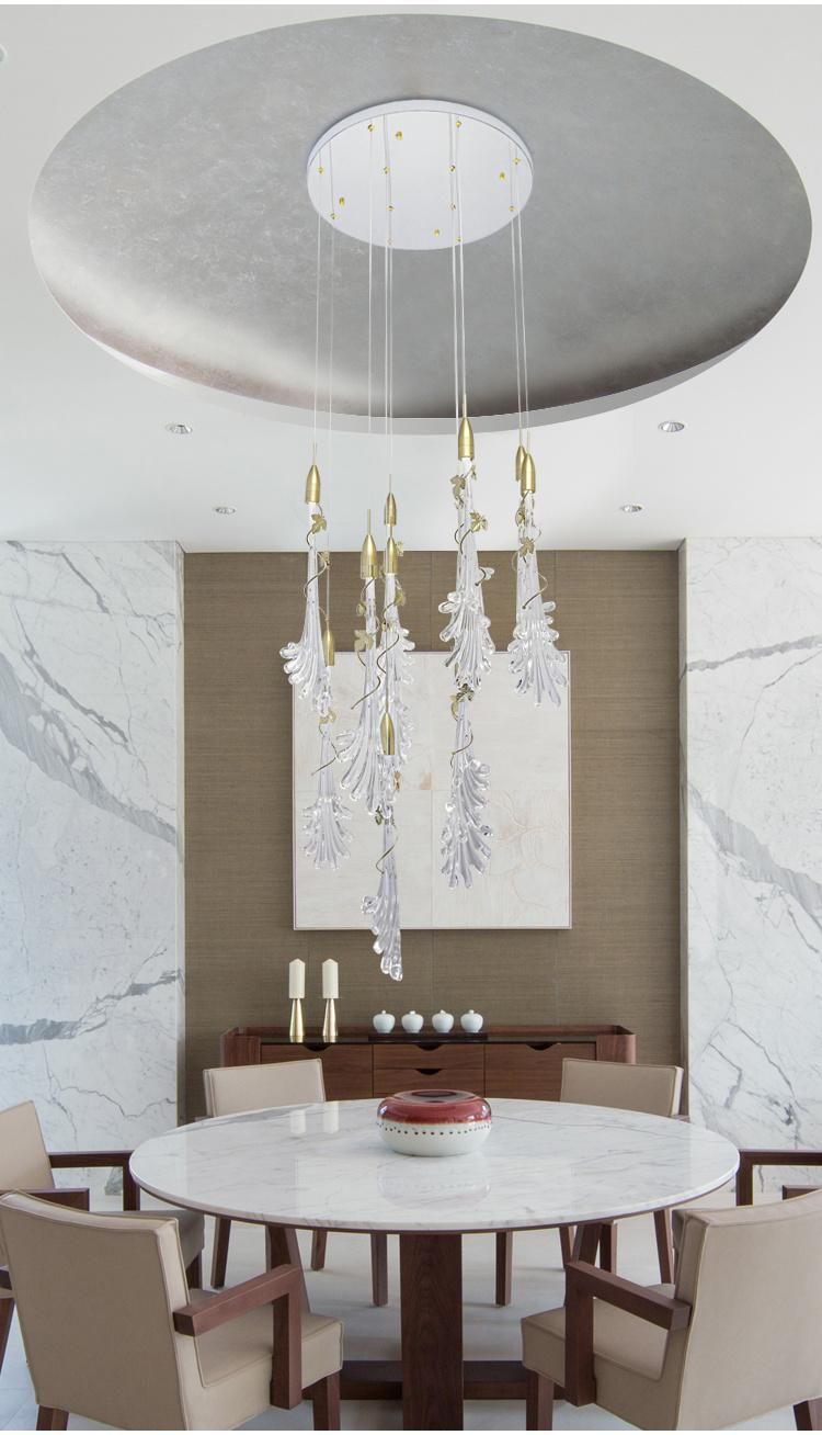High Quality Stairway Villa Department Store Custom Project White Glass Luxury Chandelier