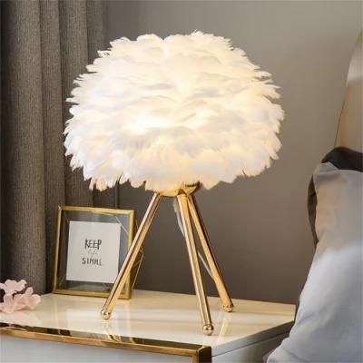 Feather Lamp for Living Room Bedroom Table Lamp Modern Decoration Bedside Lamp Room Light Goose Feather Lamp Feather Table Lamp