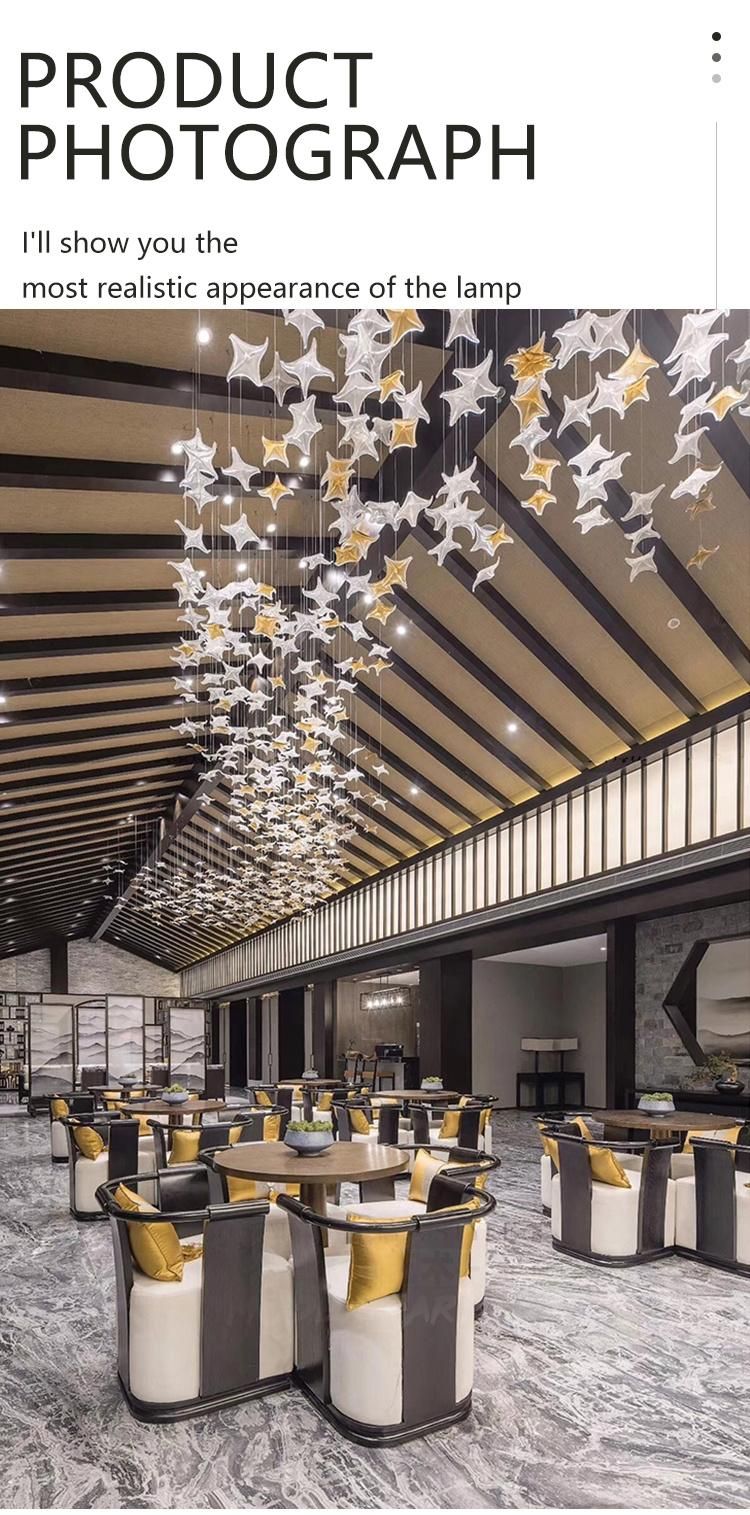 Glass Starfish Shape Decorative Exhibition Dining Hall Long Stair Custom LED Chandelier Lamp