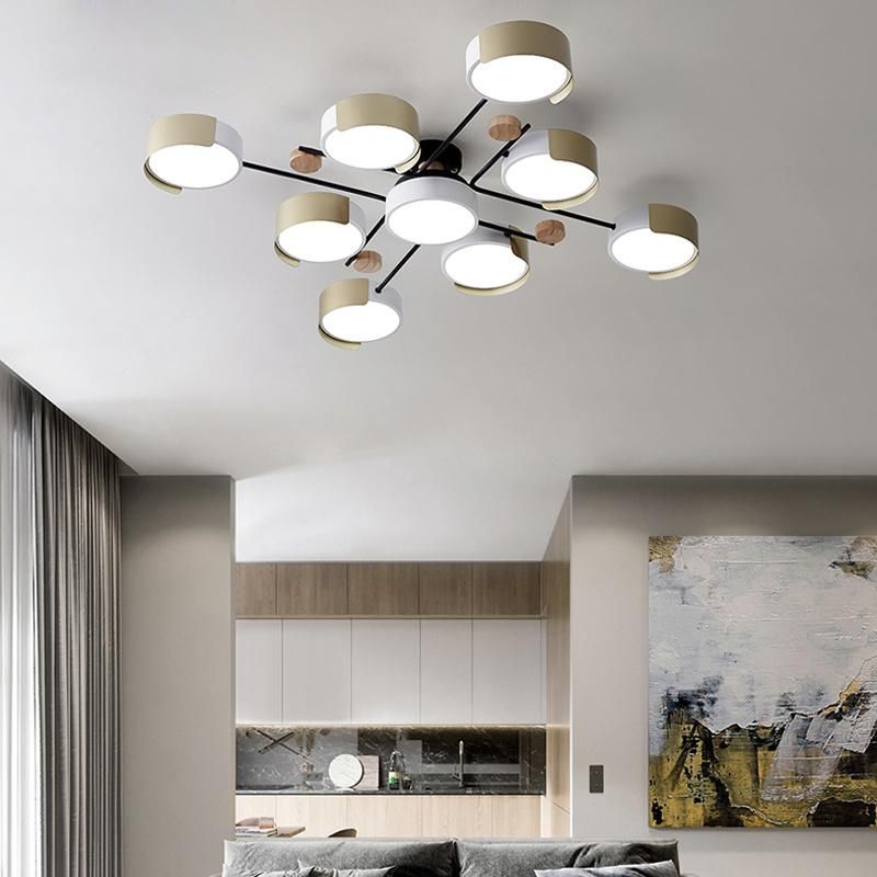 Living Room Lamp Creative Personality Hall Light Simple Modern Bedroom Wood Art LED Ceiling Light