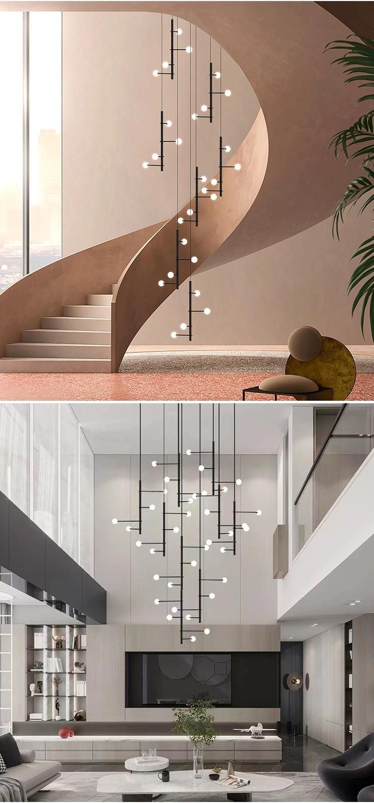 Modern Style Decorative Staircase Commercial Custom Project Luxury LED Chandelier Light