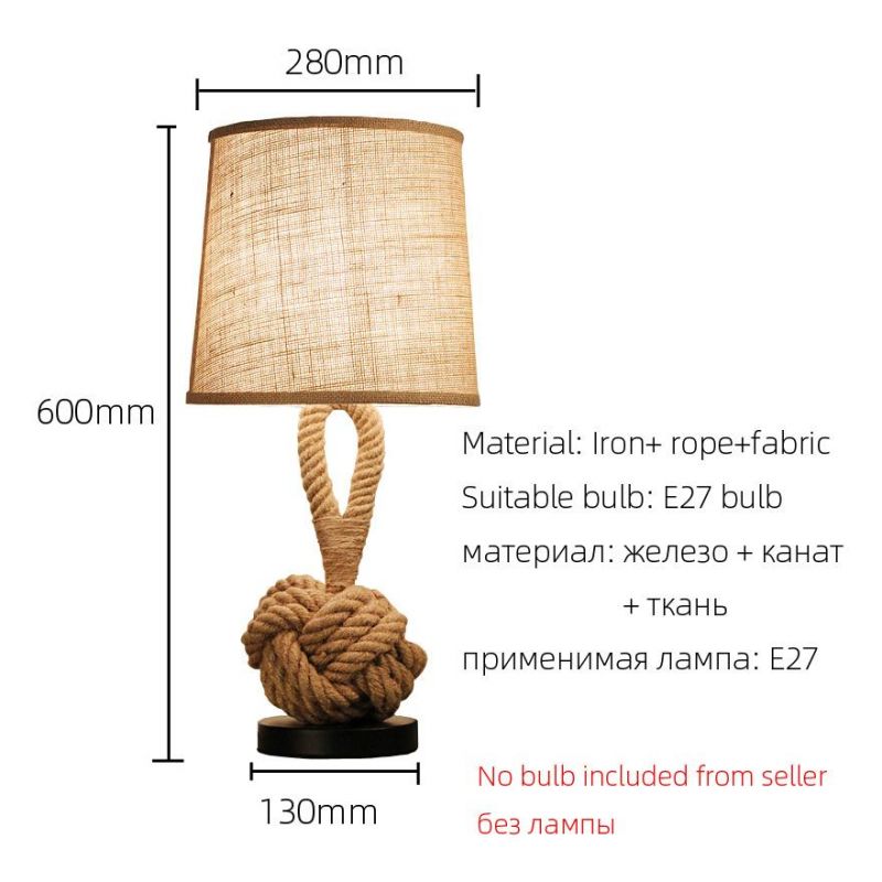 American Table Lamp Retro Rope Cloth Loft Art Bedside Lamp Bedroom Rope Table Light (WH-VTB-33)