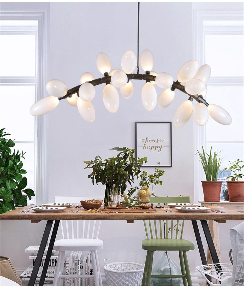 Modern Replica Design Chandelier Creative Milky Glass Kitchen Island Pendant Light Dining Room Living Room Art Deco Pendant Lamp