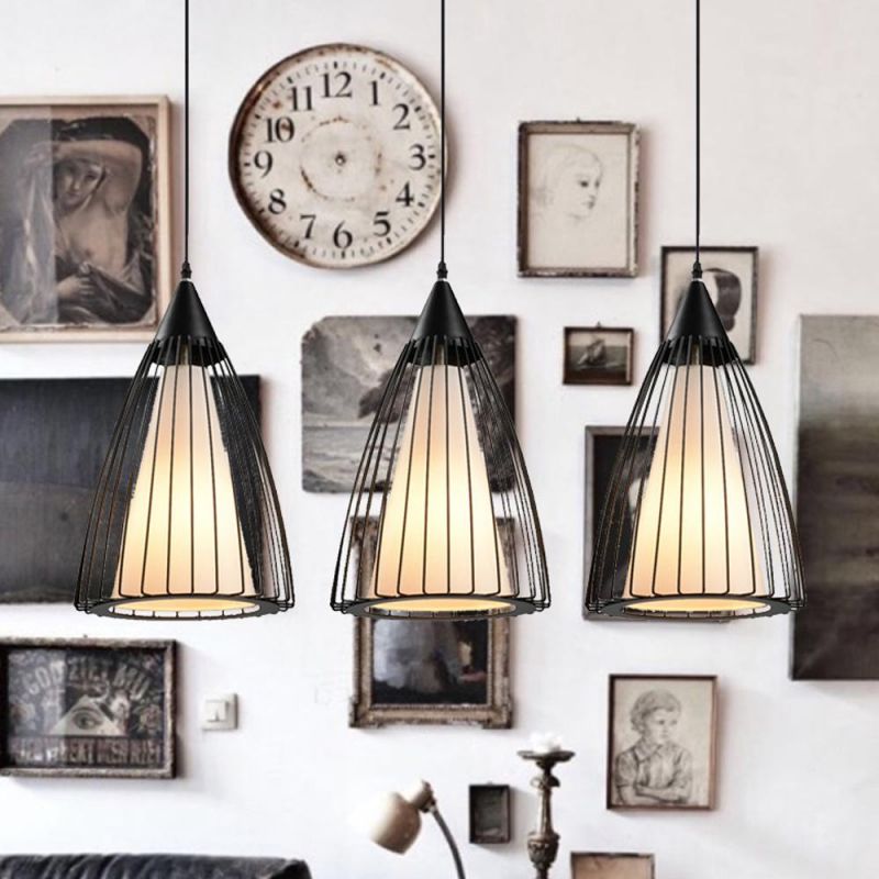 Black Iron Pendant Lighting Industrial Aisle Vintage Iron Pendant Lamp