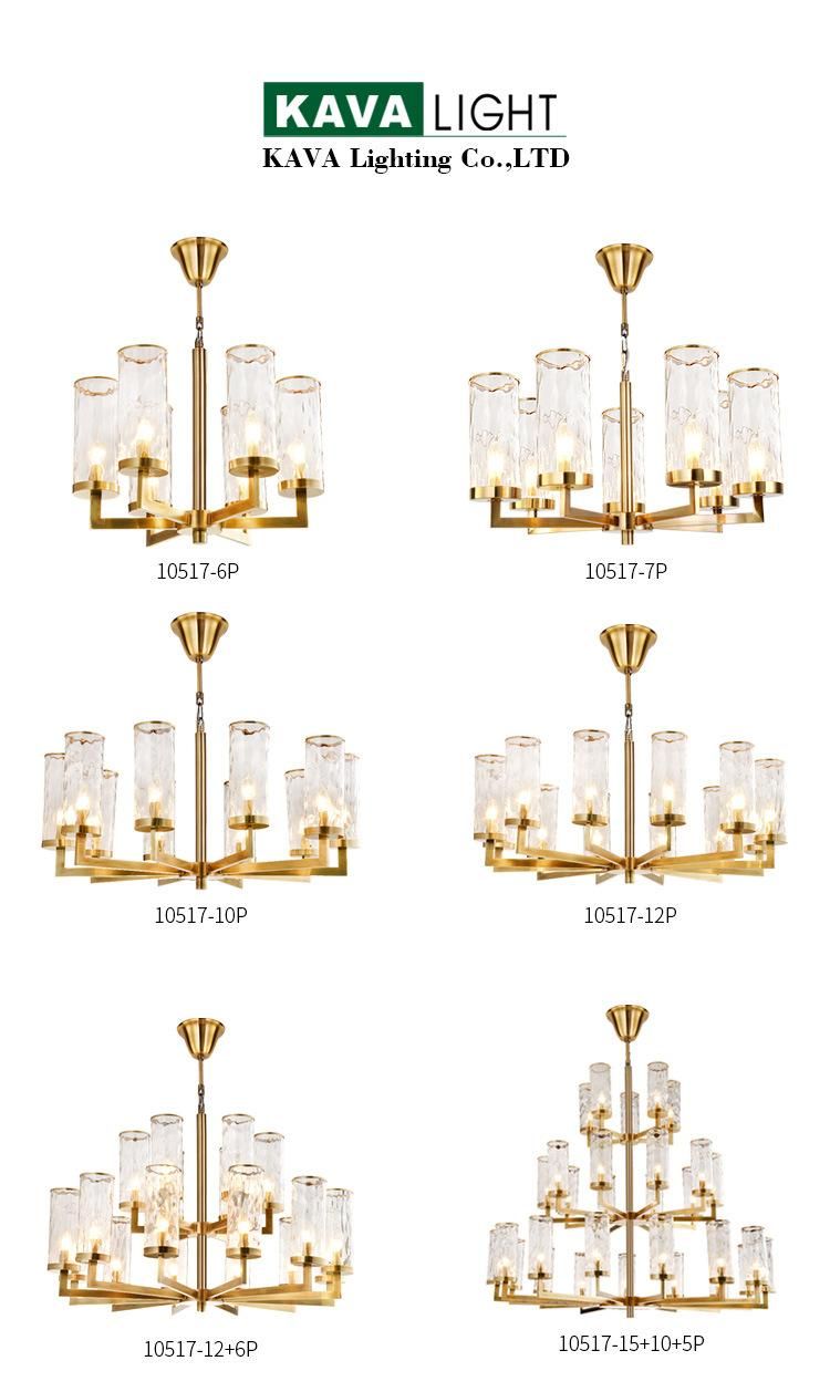 Modern European Style Gold Bronze Color Glass E14 Chandeliers Lighting for Living Room