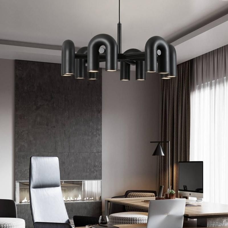 Nordic Living Room Chandelier Hotel Creative U-Shaped Bar Restaurant Personality Simple Art Designer Homestay Water Pipe Lamp Pendant Light