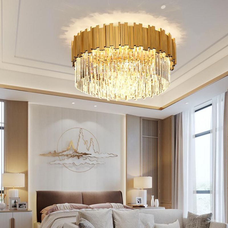 Modern LED Crystal Chandelier Luxury Gold Stainless Steel Lustres ceiling Lighting (WH-CA-53)