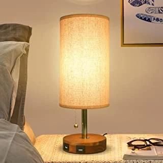 Table Lamps for Bedroom Set of 2 with USB Port, Bedside Table Lamps for Living Room Dorm Office, 3 Color Mode Pull Chain Nightstand Lamp