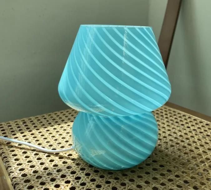 Korea Ins Style Striped Mushroom Table Lamp Murano Style Striped Glass Lamp Study Room