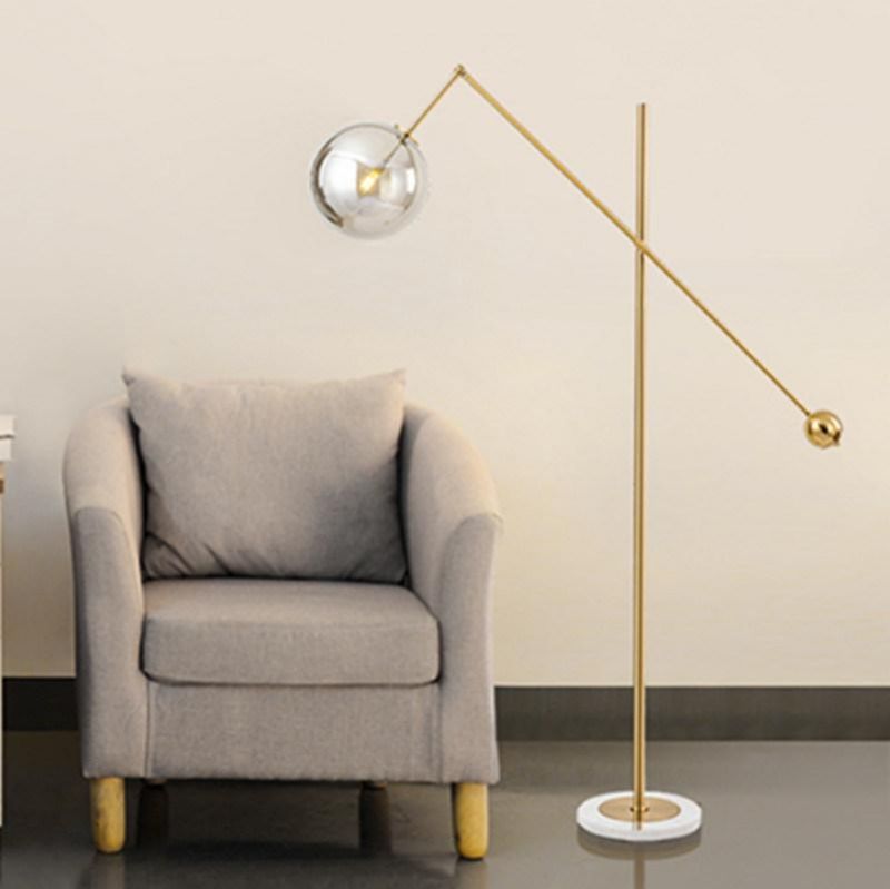 Modern Minimalist Marble LED Golden Glass Ball Floor Lamp Living Room Sofa Vertical Lighting (WH-MFL-41)