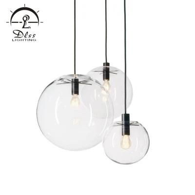 Simple Modern Indoor Hanging Clear Round Glass Pendant Light