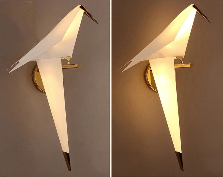 Nordic Paper Crane Bird Bedroom Wall Lamp