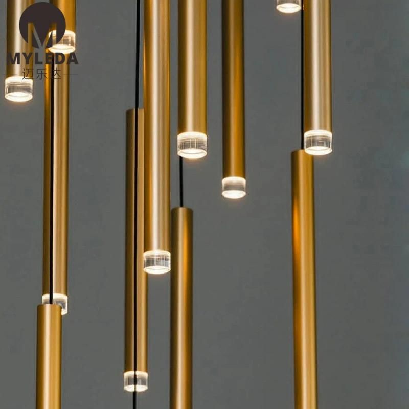 Hotel Modern Acrylic Brass Stainless Steel LED Hanging Pendant Light