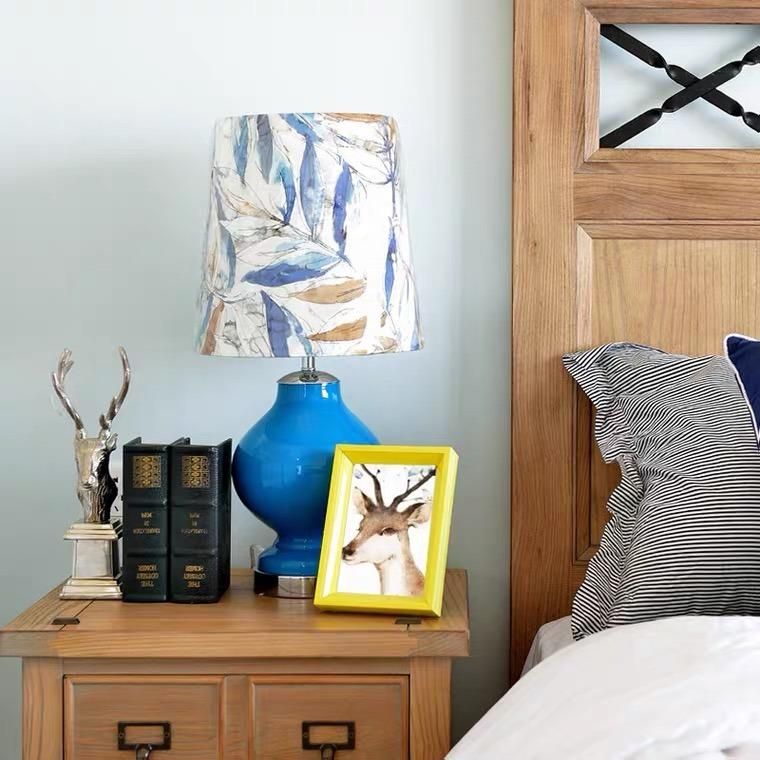 Blue Desk Lamp Bedroom Bedside Simple Modern Creative Personality Mediterranean Bedside Lamp American Living Room Warm Romantic