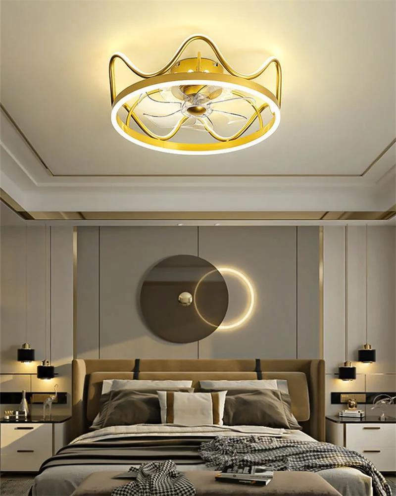 Creative Light Luxury Crown Lighting Bedroom Invisible Ultra-Thin Ceiling Fan