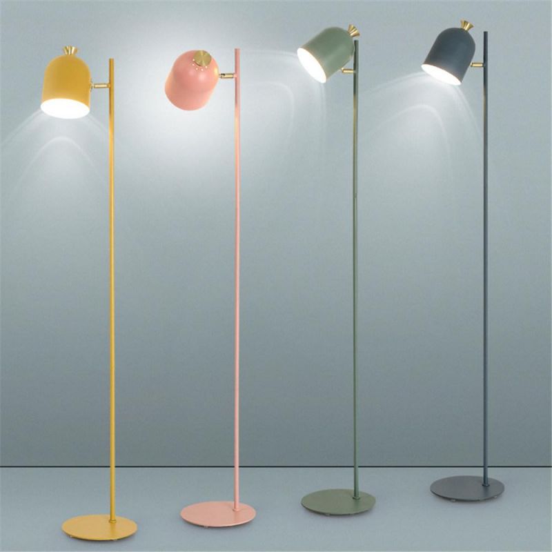 Macaroon Floor Lamps for Living Room Bedroom Study Desk Floor Light Creative Macaron Wrought Iron Vertical Standing Lamps