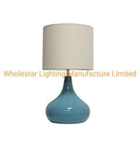 Ceramic Table Lamp with Linen Fabric Shade (WHT-571)
