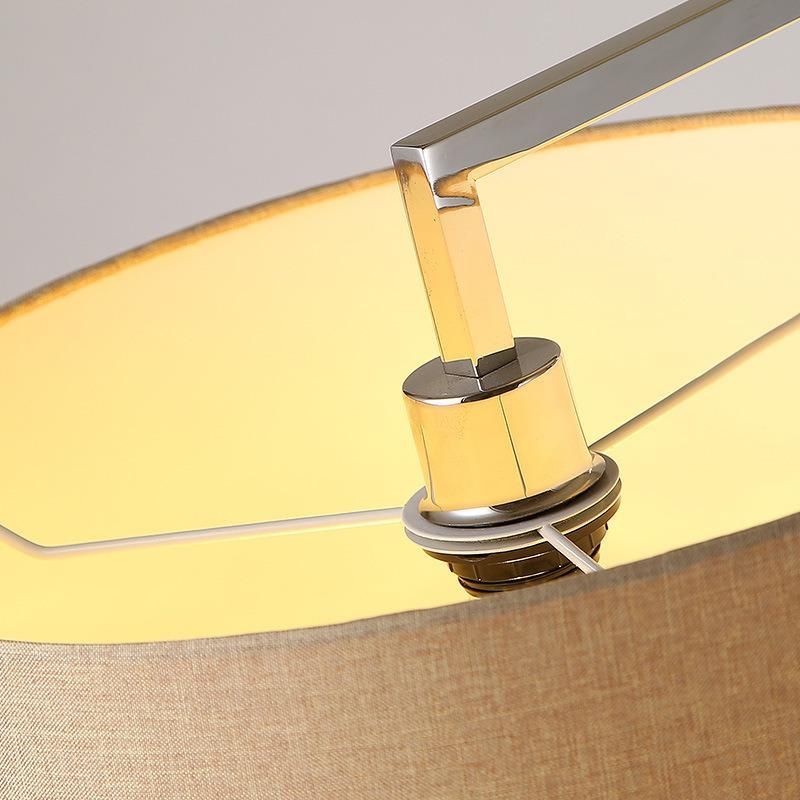 Decorative Living Room Retangular Lamp Chrome Fabric Shade Standing LED Floor Light