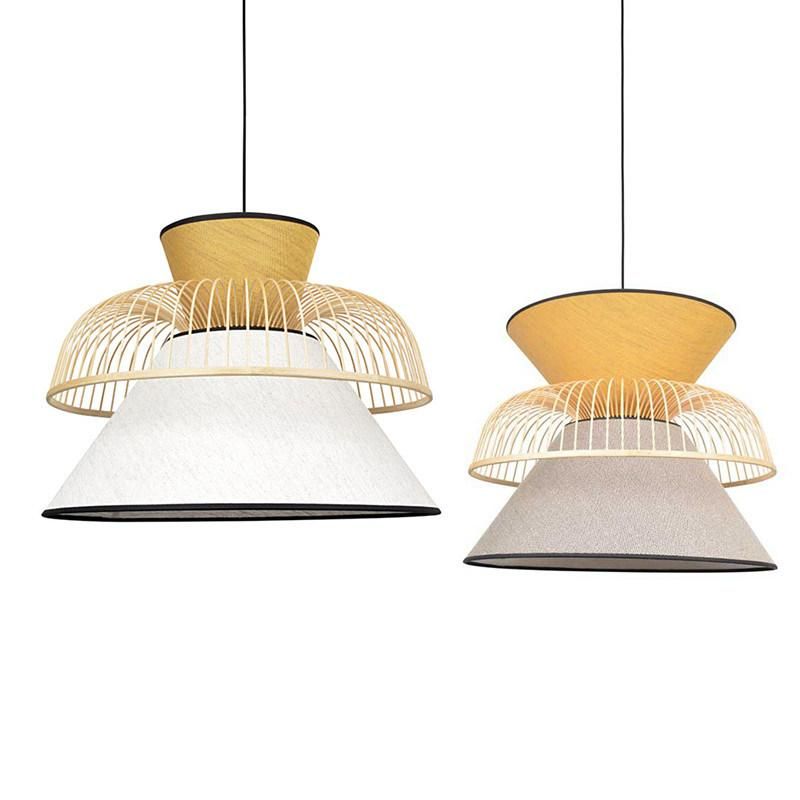 Japanese Fabric Bamboo Pendant Lights Minimalist LED Dining Room Pendant Light Living Room Suspension Lights (WH-AP-127)