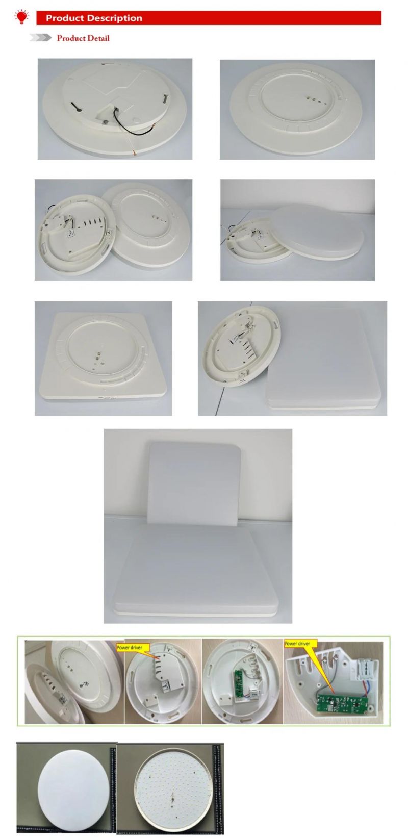 Dimmable IP54 PC LED Ceiling Light with Motion Microwave Sensor