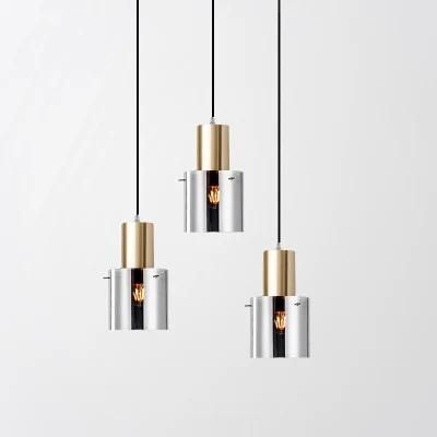 Cylinder Glass Shade Hanging Light Pendant Lamp Beaside Hanging, Living Room, E27 LED Bulb