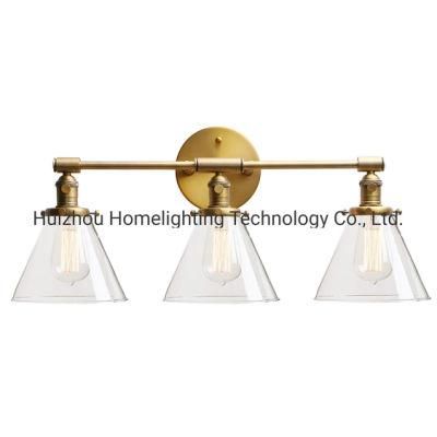 Jlw-G904 Three-Light Wall Sconces with Funnel Flared Clear Glass Shade