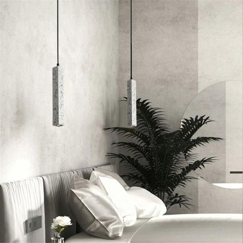 Postmodern Long Pendant Light Industrial Tube Terrazzo Cement Lights for Bar Cafe Loft Concrete pendant Lamp (WH-AP-117)