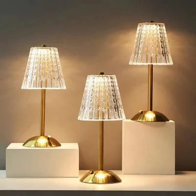 Diamond Crystal Lamp Decorative Lamp Bedroom Eye Protector Touch Bedside Night Lamp Creative Bar Charging Atmosphere Lamp